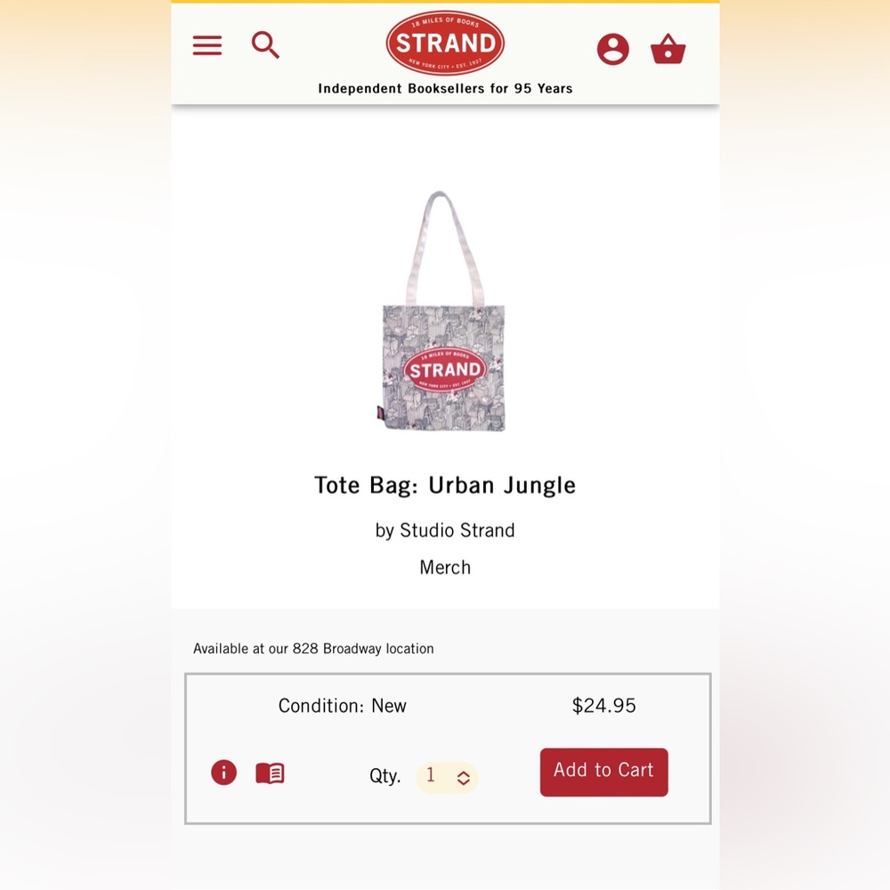 Strand Books NYC “Urban Jungle” Canvas Tote Bag
